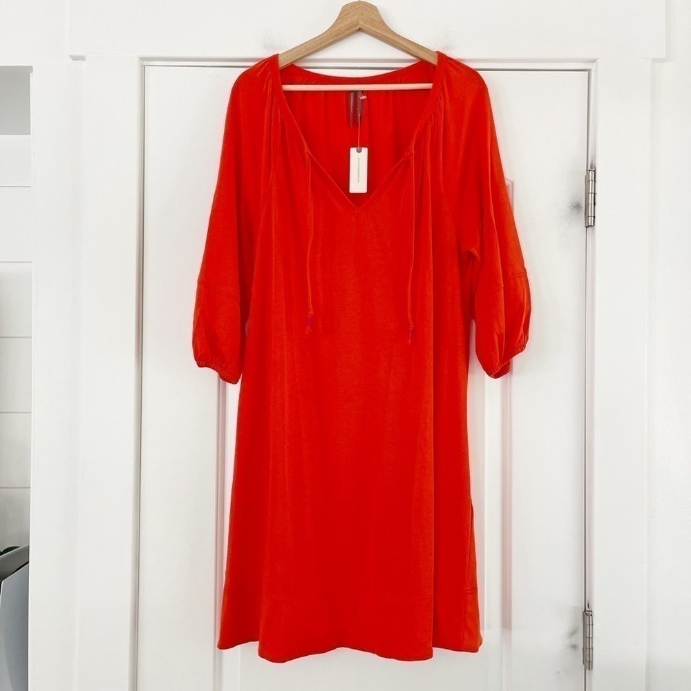 Anthropologie Anais Tunic Dress Persimmon Red-Orange - M - Picture 4 of 8